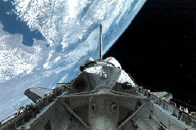 Das europische Spacelab-Modul in der Ladebucht des Space Shuttle