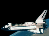 Bild eines Shuttles mit dem Spacelab an Bord