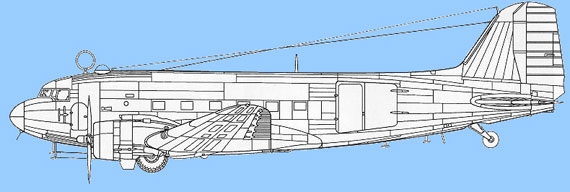 Zeichnung (Seitenansicht) der C-47