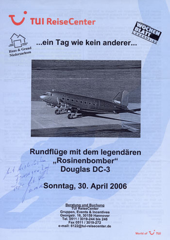 Scan vom Werbe-Handzettel mit pers�nlicher Widmung