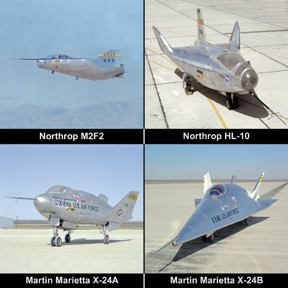 Bildcollage der vier verschiedenen Lifting-Bodies