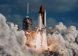 Die "Discovery" direkt nach dem Abheben