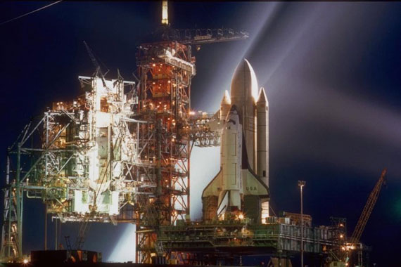 Die Columbia auf der Startrampe vor dem Erstflug